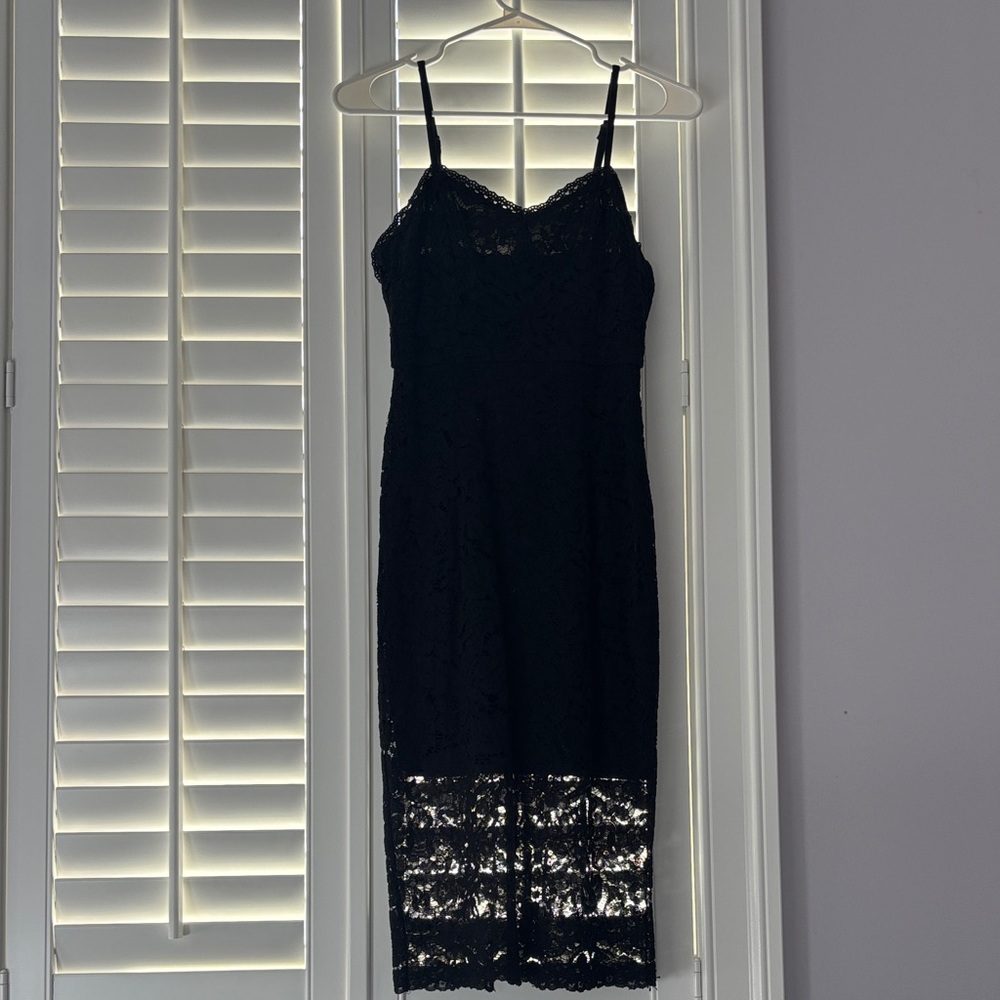 Francesca's Collections Black Lace Midi Dress